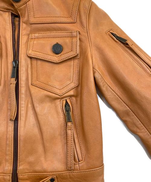 DSQUARED2（ディースクエアード）DSQUARED2 (ディースクエアード) レザーバイカージャケット ブラウン サイズ:40の古着・服飾アイテム