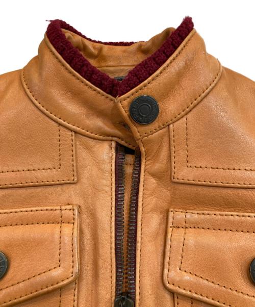 DSQUARED2（ディースクエアード）DSQUARED2 (ディースクエアード) レザーバイカージャケット ブラウン サイズ:40の古着・服飾アイテム