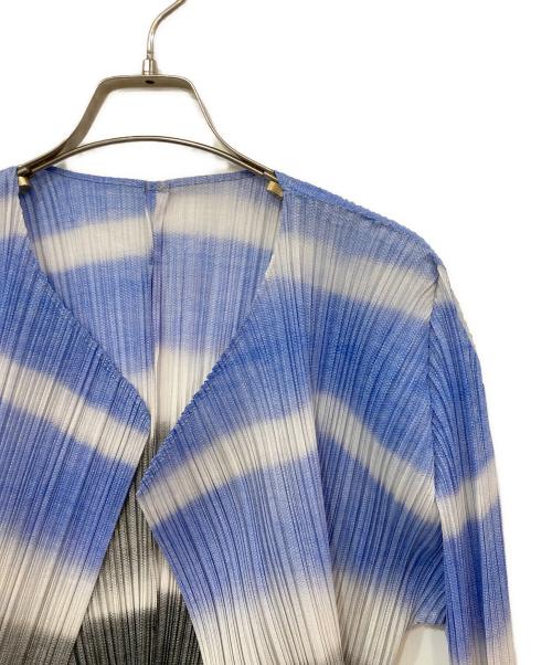 PLEATS PLEASE（プリーツプリーズ）PLEATS PLEASE (プリーツプリーズ) プリーツカーディガン グレー×ブルー サイズ:SIZE Freeの古着・服飾アイテム