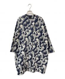 HIROKO HAYASHI（ヒロコ ハヤシ）の古着「総柄ノーカラーコート」｜ネイビー×ホワイト