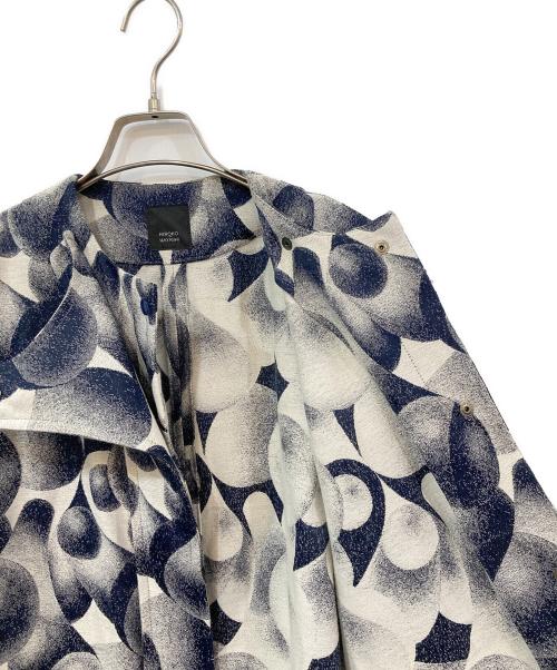 HIROKO HAYASHI（ヒロコ ハヤシ）HIROKO HAYASHI (ヒロコ ハヤシ) 総柄ノーカラーコート ネイビー×ホワイト サイズ:-の古着・服飾アイテム