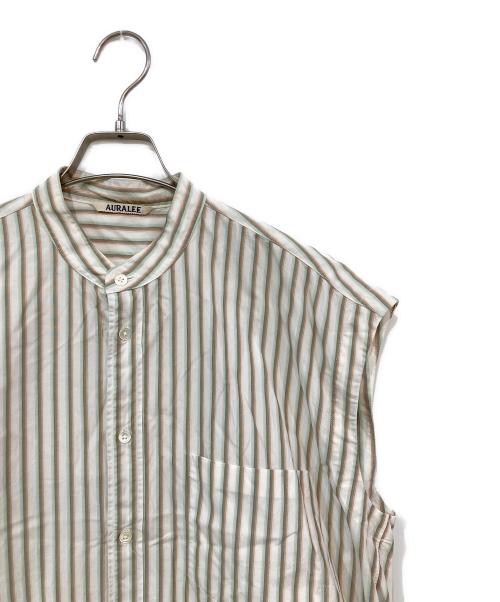 AURALEE（オーラリー）AURALEE (オーラリー) WASHED FINX TWILL STRIPE SLEEVELESS SHIRTS/ウォッシュドフィンクスツイルストライプスリーブレスシャツ マルチカラー サイズ:SIZE 1の古着・服飾アイテム