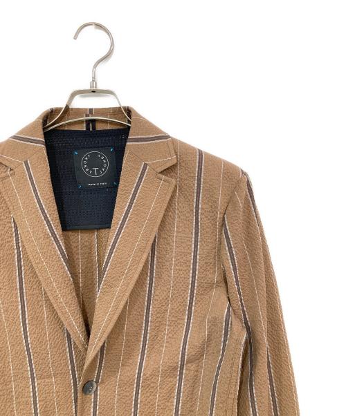 T-JACKET By TONELLO（ティージャケット バイ トネッロ）T-JACKET By TONELLO (ティージャケット バイ トネッロ) ストライプ2bジャケット ブラウン サイズ:SIZE Sの古着・服飾アイテム