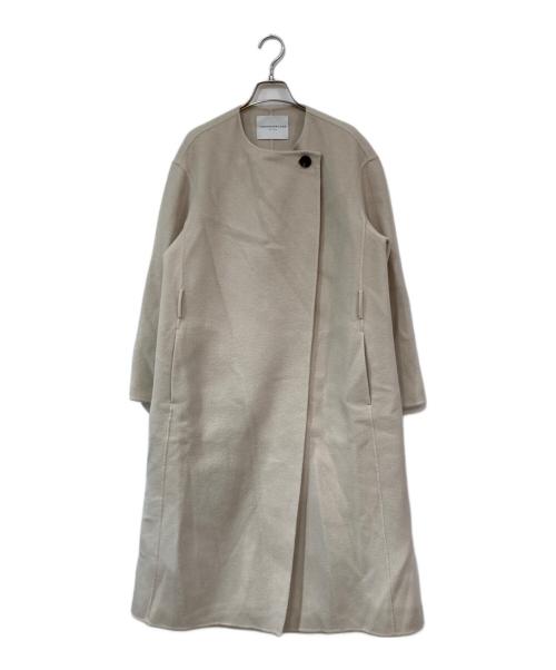 TOMORROW LAND（トゥモローランド）TOMORROW LAND (トゥモローランド) プレミアムウールリバー ノーカラーコート ベージュ サイズ:SIZE 34の古着・服飾アイテム