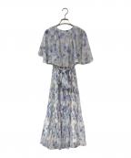 HER LIP TOハーリップトゥ）の古着「フラワープリントノースリーブワンピース」｜ブルー