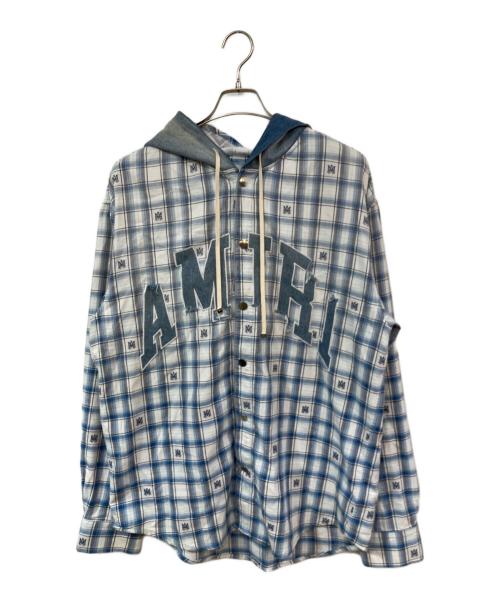 AMIRI（アミリ）AMIRI (アミリ) Hooded Overshirt/フーデッドオーバーシャツ ブルー サイズ:SIZE Lの古着・服飾アイテム