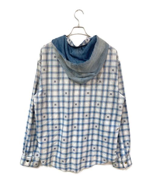 AMIRI（アミリ）AMIRI (アミリ) Hooded Overshirt/フーデッドオーバーシャツ ブルー サイズ:SIZE Lの古着・服飾アイテム