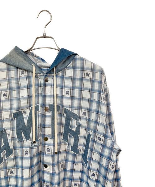 AMIRI（アミリ）AMIRI (アミリ) Hooded Overshirt/フーデッドオーバーシャツ ブルー サイズ:SIZE Lの古着・服飾アイテム