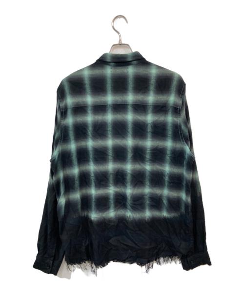 AMIRI（アミリ）AMIRI (アミリ) カットオフグラデーション オンブレフランネルシャツ グリーン×ブラック サイズ:SIZE Lの古着・服飾アイテム