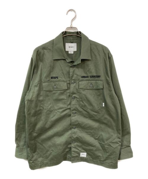 WTAPS（ダブルタップス）WTAPS (ダブルタップス) BUDS LS SHIRT COTTON TWILL OLIVE DRAB オリーブ サイズ:03の古着・服飾アイテム