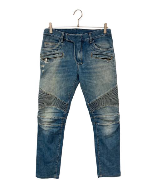 BALMAIN（バルマン）BALMAIN (バルマン) ヴィンテージ加工 バイカーデニムパンツ インディゴ サイズ:30の古着・服飾アイテム