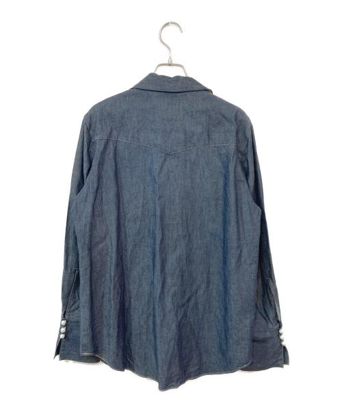 AEWEN MATOPH（イウエン マトフ）AEWEN MATOPH (イウエン マトフ) スカーフビジューボタンシャツ インディゴ サイズ:SIZE 36の古着・服飾アイテム