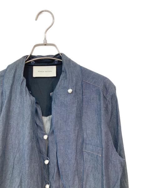 AEWEN MATOPH（イウエン マトフ）AEWEN MATOPH (イウエン マトフ) スカーフビジューボタンシャツ インディゴ サイズ:SIZE 36の古着・服飾アイテム