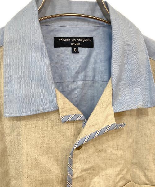 COMME des GARCONS（コムデギャルソン）COMME des GARCONS (コムデギャルソン) バイカラーコットンリネンオープンカラーシャツ スカイブルー サイズ:SIZE Sの古着・服飾アイテム