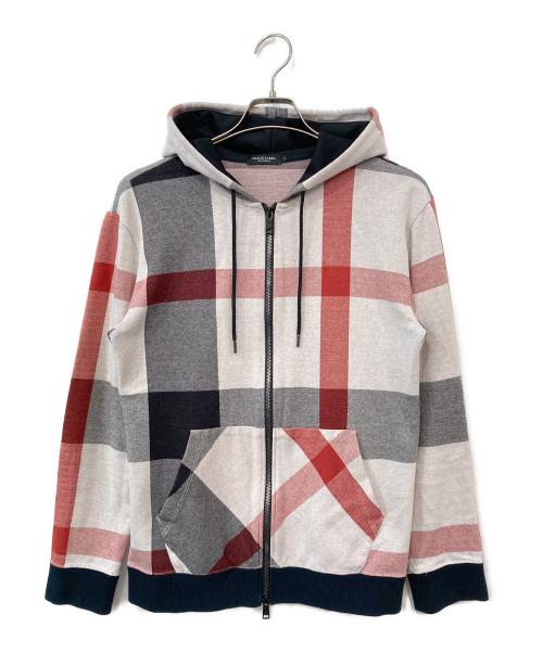 BLACK LABEL CRESTBRIDGE（ブラックレーベル クレストブリッジ）BLACK LABEL CRESTBRIDGE (ブラックレーベル クレストブリッジ) チェック柄ジップパーカー ホワイト サイズ:Mの古着・服飾アイテム