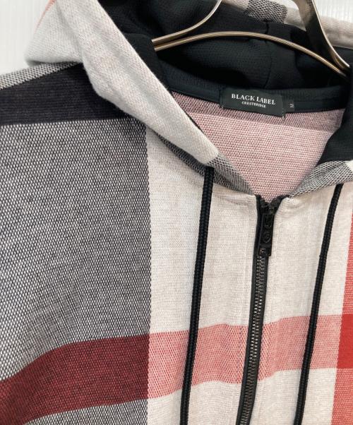 BLACK LABEL CRESTBRIDGE（ブラックレーベル クレストブリッジ）BLACK LABEL CRESTBRIDGE (ブラックレーベル クレストブリッジ) チェック柄ジップパーカー ホワイト サイズ:Mの古着・服飾アイテム