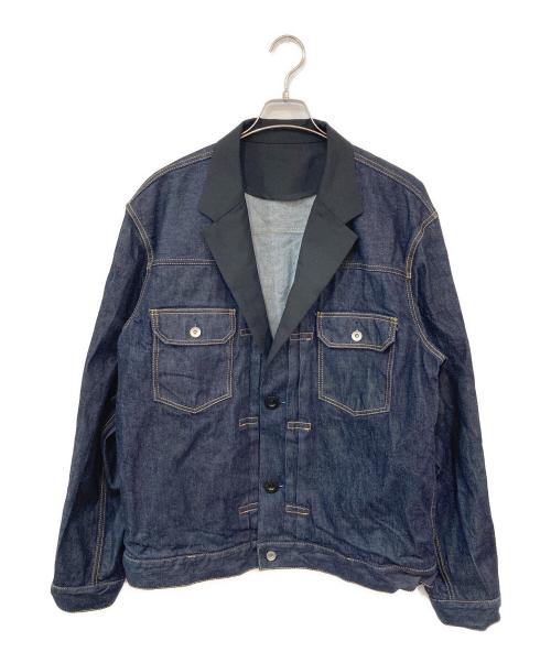 sacai（サカイ）sacai (サカイ) スタンドカラー デニムジャケット インディゴ×ブラック サイズ:SIZE 3の古着・服飾アイテム