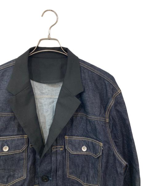 sacai（サカイ）sacai (サカイ) スタンドカラー デニムジャケット インディゴ×ブラック サイズ:SIZE 3の古着・服飾アイテム
