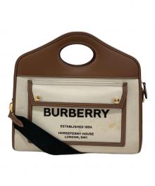 BURBERRY（バーバリー）の古着「2WAYショルダーバッグ」｜ブラウン×アイボリー