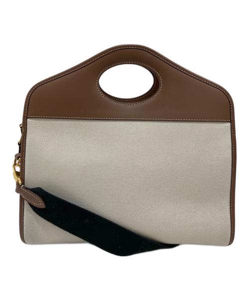 BURBERRY（バーバリー）BURBERRY (バーバリー) 2WAYショルダーバッグ ブラウン×アイボリーの古着・服飾アイテム