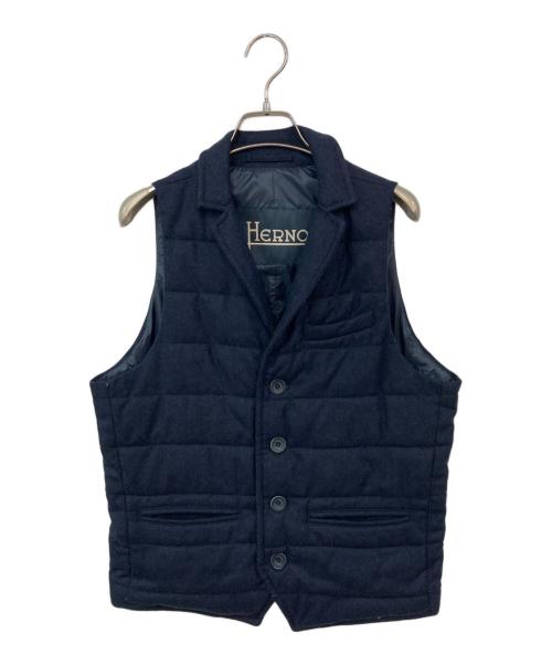 HERNO（ヘルノ）HERNO (ヘルノ) ヘリンボーン中綿ベスト ネイビー サイズ:SIZE 44の古着・服飾アイテム