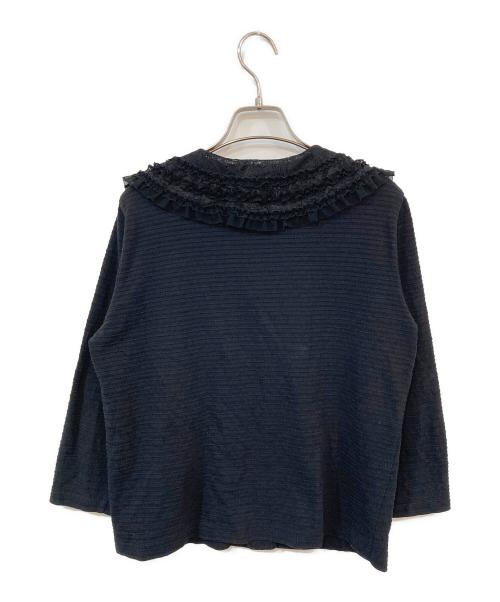 INGEBORG（インゲボルグ）INGEBORG (インゲボルグ) ピケボーダージャージフリルカーディガン ブラック サイズ:SIZE 3の古着・服飾アイテム