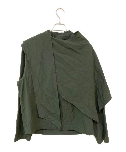 ZARA（ザラ）ZARA  (ザラ) nanushka (ナヌーシュカ) スカーフ付きシャツ オリーブ サイズ:SIZE Mの古着・服飾アイテム