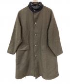 TOMORROW LANDトゥモローランド）の古着「ウールツイード ニットコンビスタンドカラーコート」｜カーキ