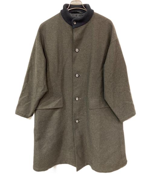 TOMORROW LAND（トゥモローランド）TOMORROW LAND (トゥモローランド) ウールツイード ニットコンビスタンドカラーコート カーキ サイズ:Sの古着・服飾アイテム