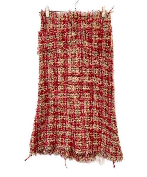 JUNYA WATANABE COMME des GARCONS（ジュンヤワタナベ コムデギャルソン）JUNYA WATANABE COMME des GARCONS ((ジュンヤワタナベ コムデギャルソン) ツイードスカート レッド サイズ:Mの古着・服飾アイテム
