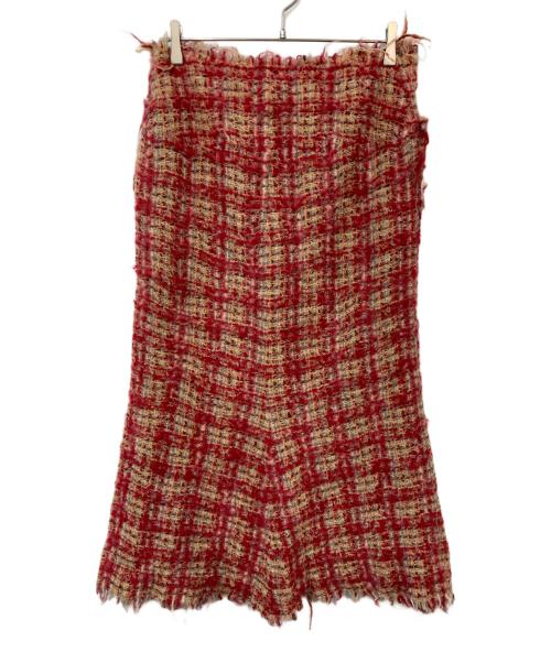 JUNYA WATANABE COMME des GARCONS（ジュンヤワタナベ コムデギャルソン）JUNYA WATANABE COMME des GARCONS ((ジュンヤワタナベ コムデギャルソン) ツイードスカート レッド サイズ:Mの古着・服飾アイテム