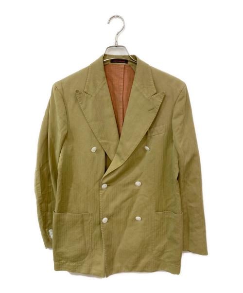 THE GIGI（ザ・ジジ）THE GIGI (ザ・ジジ) ヘリンボーンダブルジャケット カーキ サイズ:SIZE 48の古着・服飾アイテム