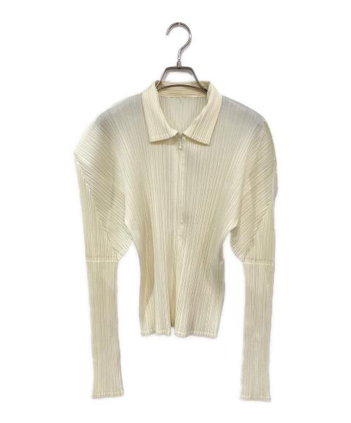 PLEATS PLEASE（プリーツプリーズ）PLEATS PLEASE (プリーツプリーズ) プリーツジップカーディガン ホワイト サイズ:SIZE 3の古着・服飾アイテム