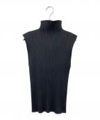 PLEATS PLEASEプリーツプリーズ）の古着「プリーツノースリーブカットソー」｜ブラック