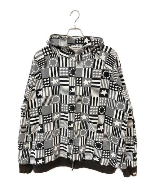 A BATHING APE（アベイシングエイプ）A BATHING APE (ア ベイシング エイプ) 総柄ジップパーカー グレー サイズ:SIZE XLの古着・服飾アイテム