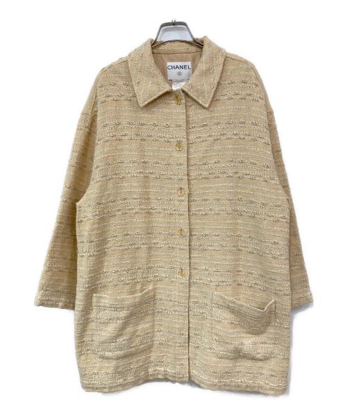 CHANEL（シャネル）CHANEL (シャネル) ツイードCCマークボタンコート ベージュ サイズ:42の古着・服飾アイテム