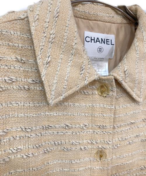CHANEL（シャネル）CHANEL (シャネル) ツイードCCマークボタンコート ベージュ サイズ:42の古着・服飾アイテム
