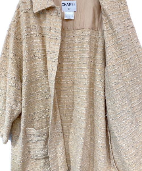 CHANEL（シャネル）CHANEL (シャネル) ツイードCCマークボタンコート ベージュ サイズ:42の古着・服飾アイテム