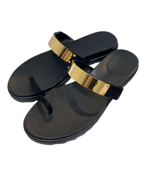 il Sandalo（イルサンダロ）il Sandalo (イルサンダロ) ゴールドプレートサムループサンダル ブラック サイズ:SIZE 39の古着・服飾アイテム
