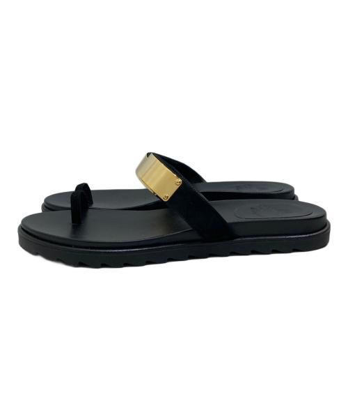 il Sandalo（イルサンダロ）il Sandalo (イルサンダロ) ゴールドプレートサムループサンダル ブラック サイズ:SIZE 39の古着・服飾アイテム