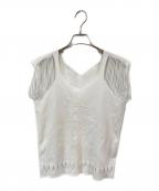 ISSEY MIYAKEイッセイミヤケ）の古着「フリンジショルダーカットソー」｜ホワイト