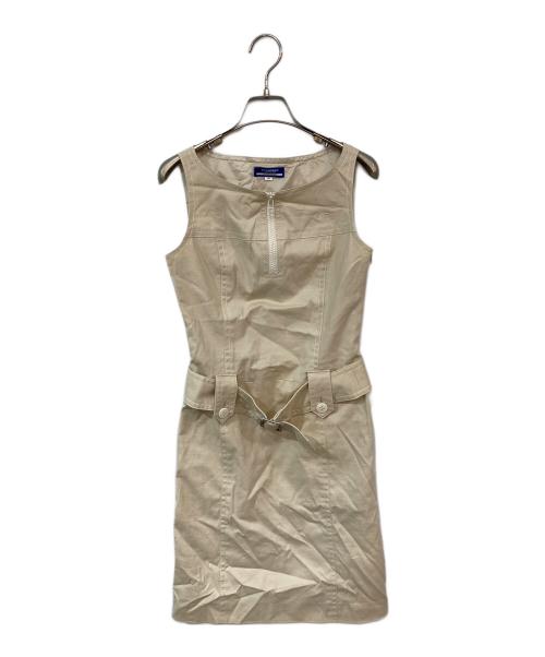 BURBERRY BLUE LABEL（バーバリーロンドンブルーレーベル）BURBERRY BLUE LABEL (バーバリーロンドンブルーレーベル) リネン混ノースリーブワンピース ベージュ サイズ:36の古着・服飾アイテム