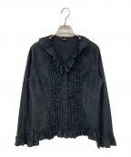 PINK HOUSEピンクハウス）の古着「フェイクスウェードフリルブラウス」｜ブラック