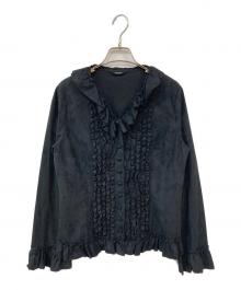 PINK HOUSE（ピンクハウス）の古着「フェイクスウェードフリルブラウス」｜ブラック