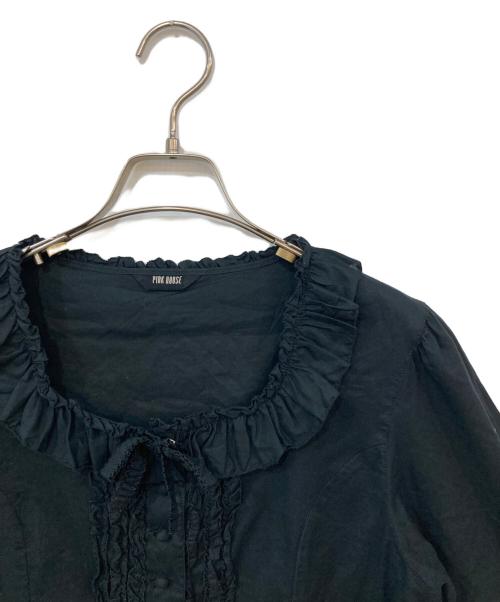 PINK HOUSE（ピンクハウス）PINK HOUSE (ピンクハウス) フリルブラウス ブラック サイズ:記載なしの古着・服飾アイテム