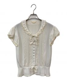 INGEBORG（インゲボルグ）の古着「レースリボンフリルブラウス」｜ホワイト