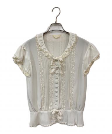 INGEBORG インゲボルグ　半袖ブラウス　フリルシャツ　リボン　レース　上品 中古・古着通販】INGEBORG (インゲボルグ) レースリボンフリルブラウス