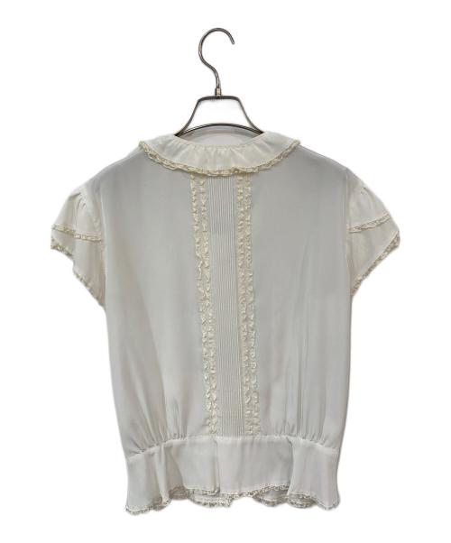 INGEBORG（インゲボルグ）INGEBORG (インゲボルグ) レースリボンフリルブラウス ホワイト サイズ:記載なしの古着・服飾アイテム