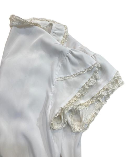 INGEBORG（インゲボルグ）INGEBORG (インゲボルグ) レースリボンフリルブラウス ホワイト サイズ:記載なしの古着・服飾アイテム