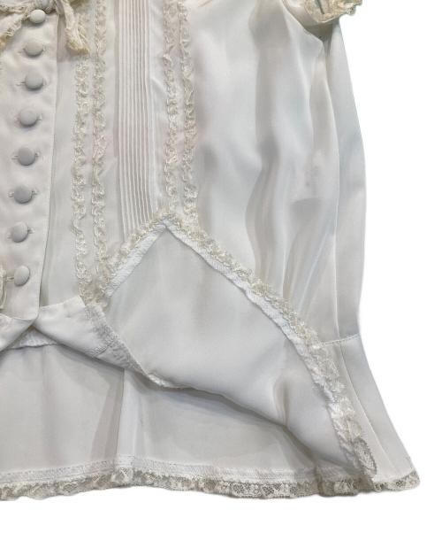 INGEBORG（インゲボルグ）INGEBORG (インゲボルグ) レースリボンフリルブラウス ホワイト サイズ:記載なしの古着・服飾アイテム